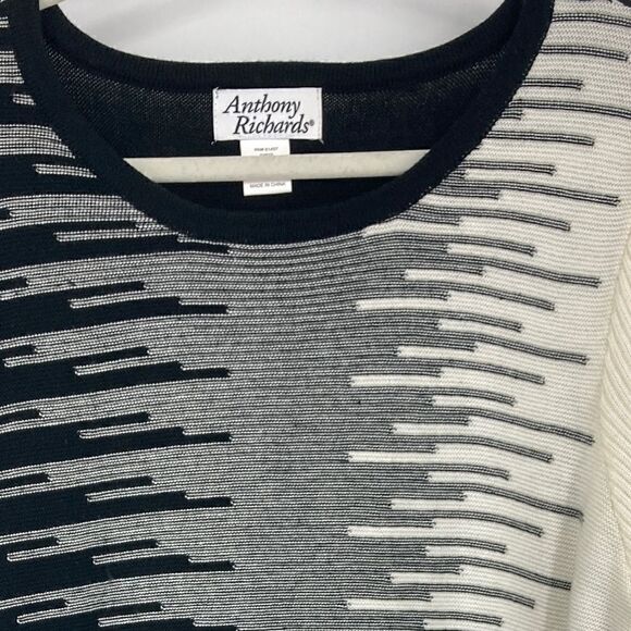 Anthony Richards Black/White Striped Stretch Unisex Pullover Size L - Picture 2 of 4